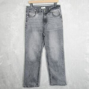 Oat New York Jeans Womens 10 30 High Rise Straight Leg Patch Pocket Gray